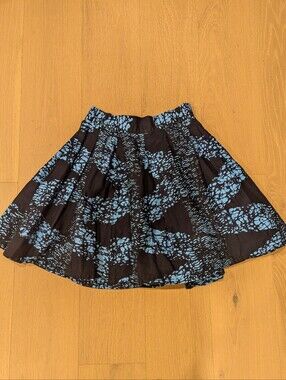 Blue Patterned Flared Skirt - Women's